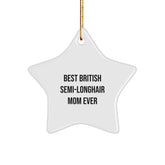 British Semi-Longhair Cat Mom Star Ornament, Funny Gifts from Friends to Family, Unique Christmas Memorable Present for Men, Women, or Coworkers - Image 1